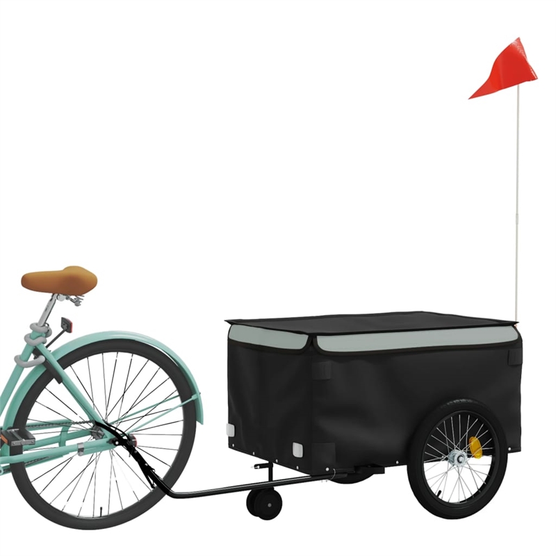 vidaXL 99.2 lb Iron Bike Trailer in Black and Gray