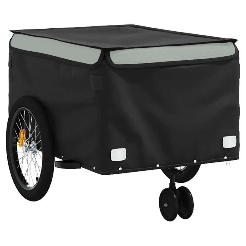 vidaXL 99.2 lb Iron Bike Trailer in Black and Gray
