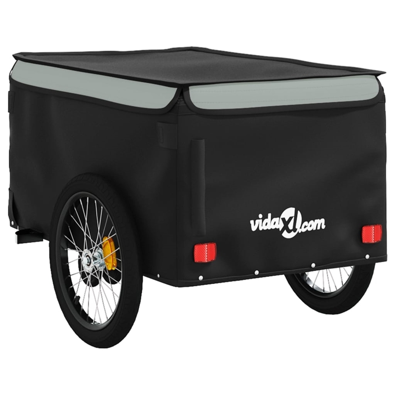 vidaXL 99.2 lb Iron Bike Trailer in Black and Gray