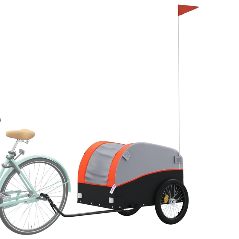 vidaXL 99.2 lb Iron Bike Trailer in Black and Orange