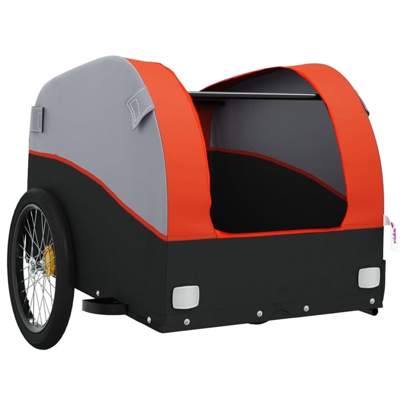 vidaXL 99.2 lb Iron Bike Trailer in Black and Orange