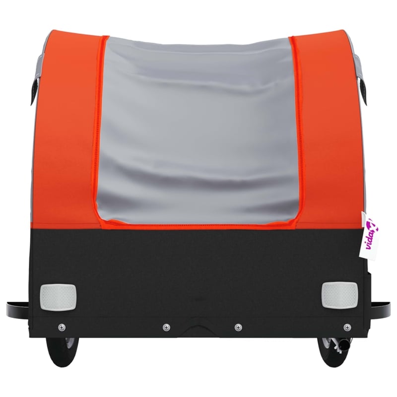 vidaXL 99.2 lb Iron Bike Trailer in Black and Orange