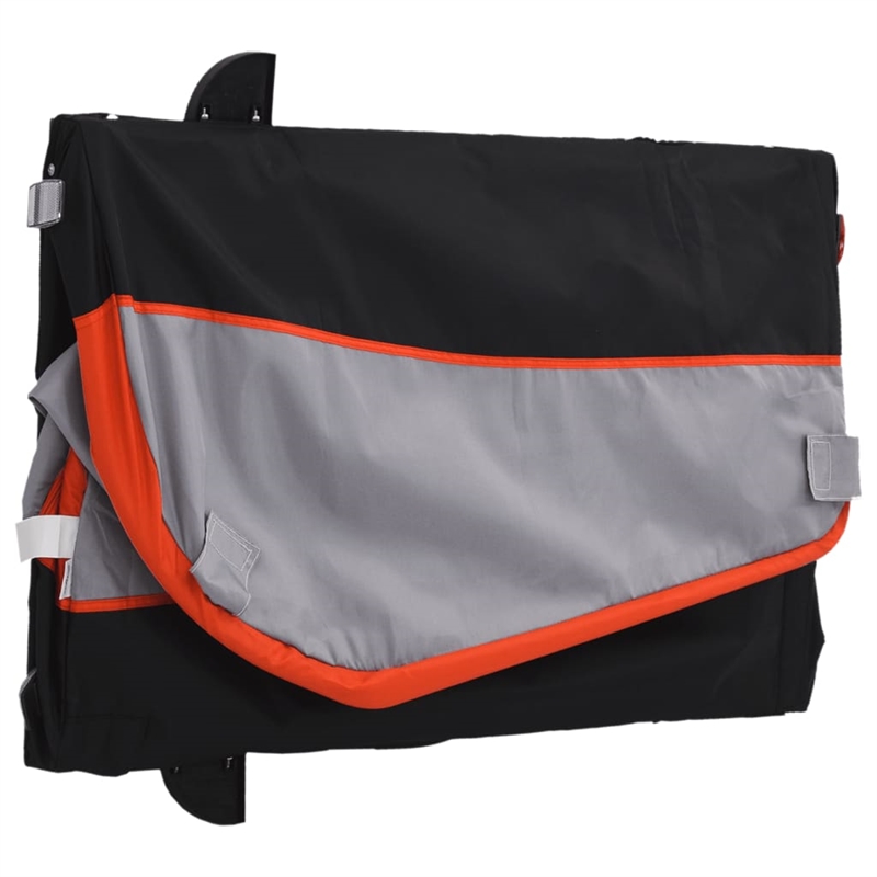 vidaXL 99.2 lb Iron Bike Trailer in Black and Orange