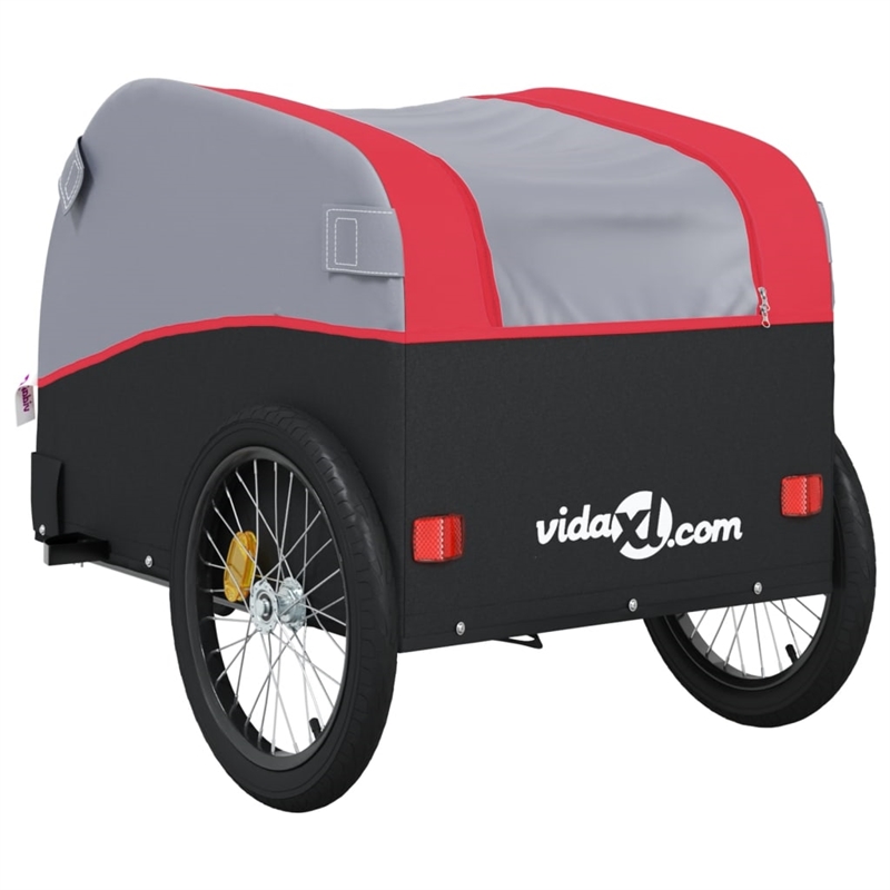 vidaXL 99.2 lb Iron Bike Trailer in Black and Red