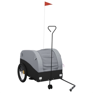 vidaXL 99.2 lb Iron Bike Trailer in Black and Gray