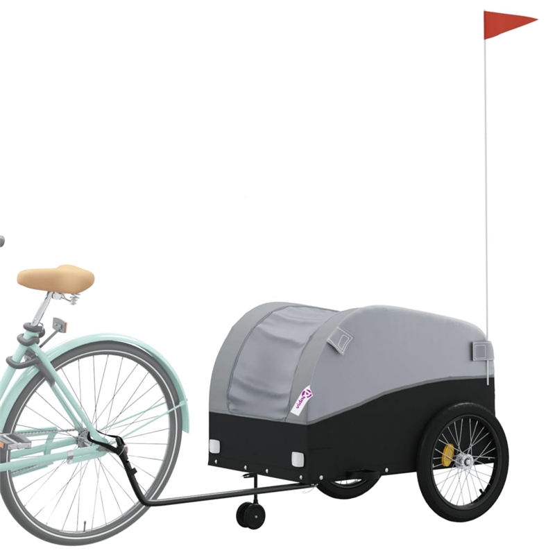 vidaXL 99.2 lb Iron Bike Trailer in Black and Gray