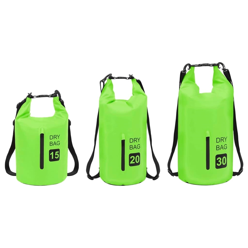 vidaXL 5.3 gal PVC Dry Bag with Zipper in Green