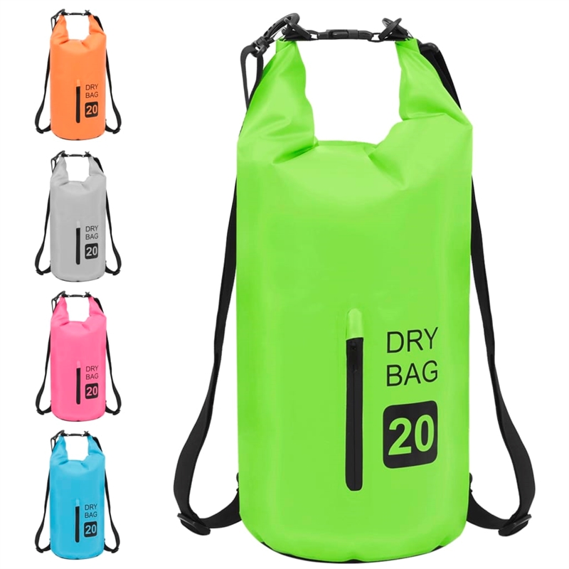 vidaXL 5.3 gal PVC Dry Bag with Zipper in Green