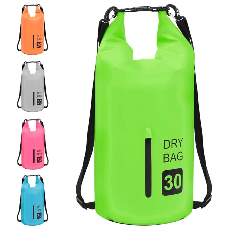 vidaXL 7.9 gal PVC Dry Bag with Zipper in Green