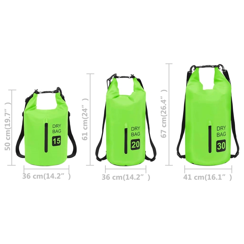 vidaXL 7.9 gal PVC Dry Bag with Zipper in Green