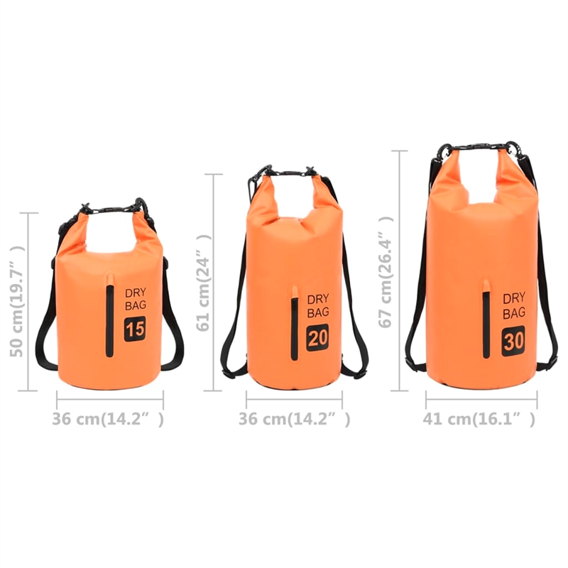 vidaXL 7.9 gal PVC Dry Bag with Zipper in Orange