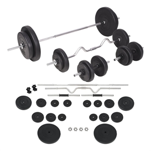 vidaXL 198.4lbs Barbell and Dumbbell Set in Black