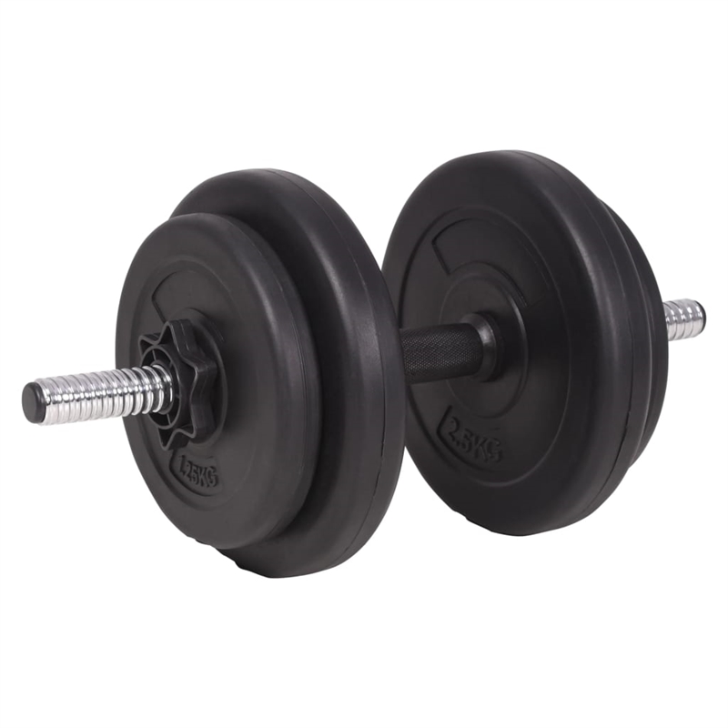 vidaXL 264.6 lbs Barbell and Dumbbell Set in Black
