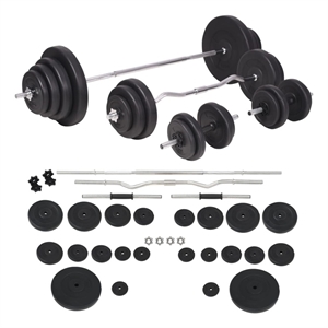 vidaXL 264.6 lbs Barbell and Dumbbell Set in Black
