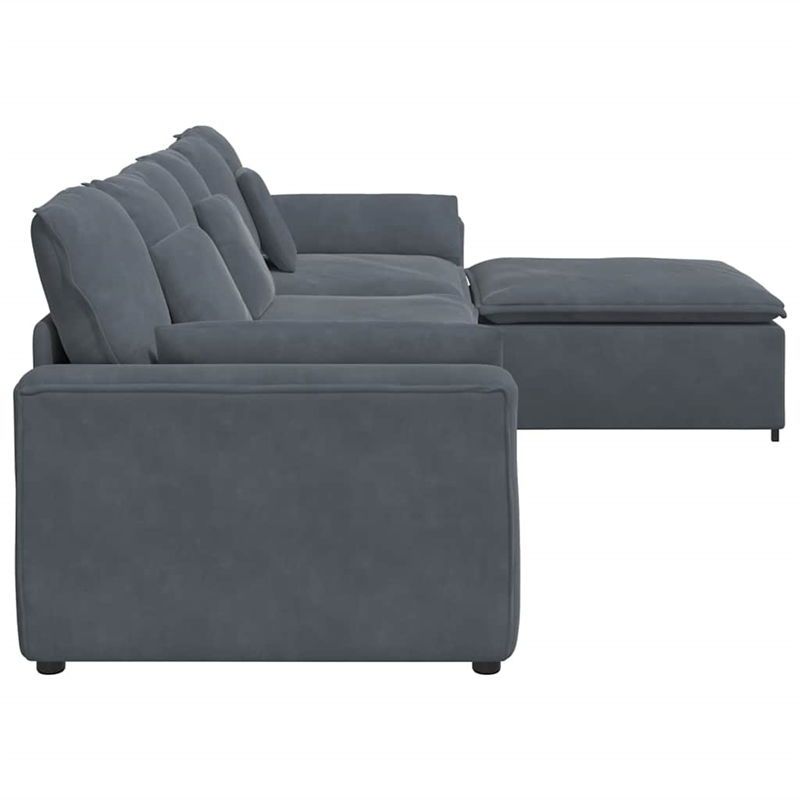 vidaXL Oversized Modular Velvet Sofa in Dark Grey