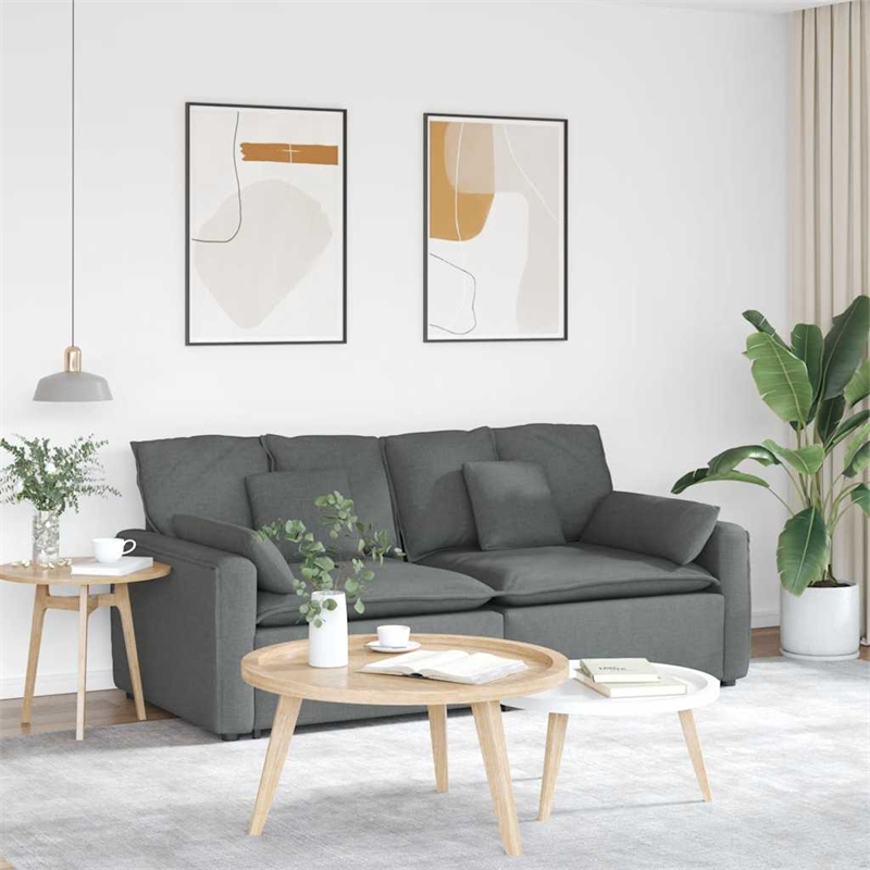 vidaXL Modular Sofa with Cushions in Dark Gray