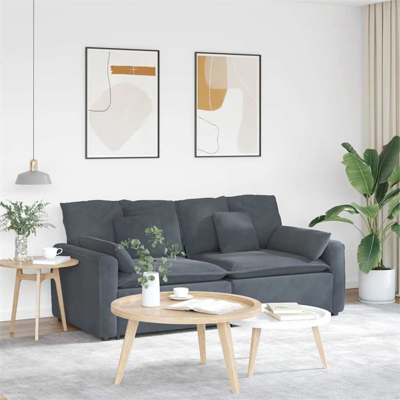 vidaXL Modular Polyester Sofa in Dark Grey