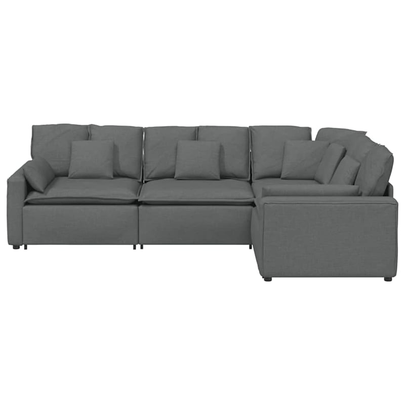 vidaXL Modular Sofa with Cushions in Dark Gray Fabric