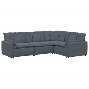 vidaXL Modular Velvet Polyester Sofa in Dark Grey