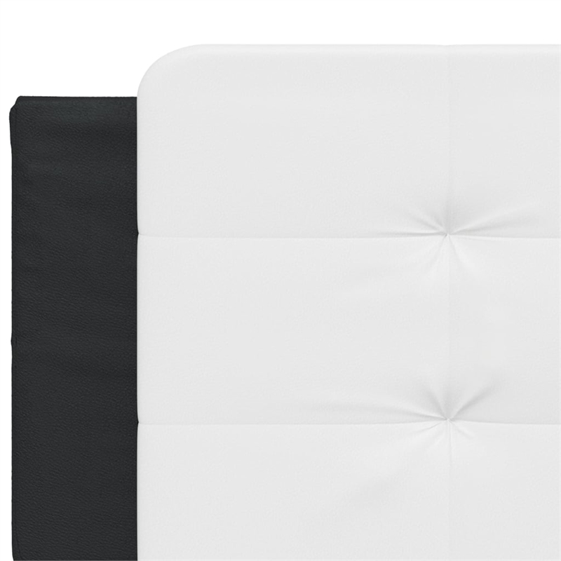 vidaXL Engineered Wood Faux Leather Queen Bed Frame in Black and White