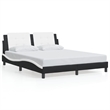 vidaXL Engineered Wood Faux Leather Queen Bed Frame in Black and White