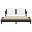 vidaXL Engineered Wood Faux Leather Queen Bed Frame in Black and White