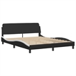 vidaXL Engineered Wood Faux Leather Queen Bed Frame in Black and White