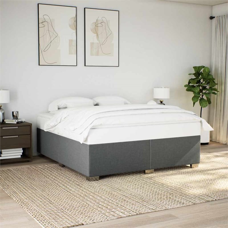 vidaXL Engineered Wood California King Bed Frame in Dark Gray