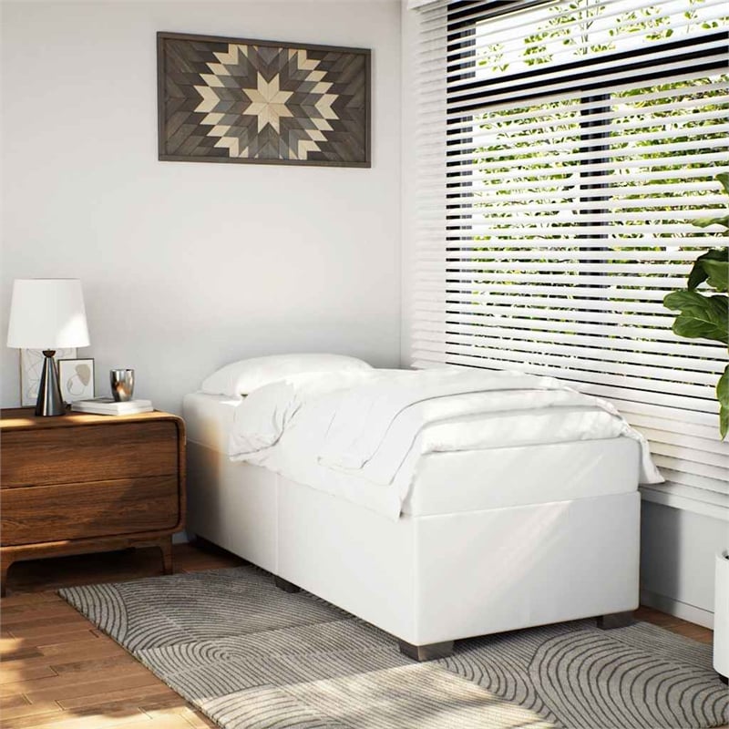 vidaXL Twin XL Faux leather Bed Frame in White