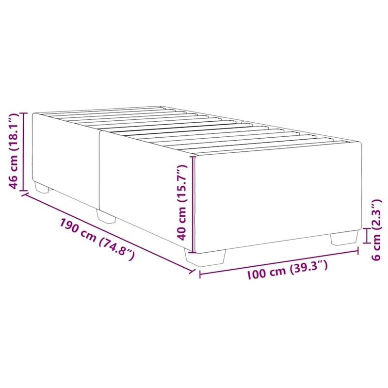 vidaXL Engineered Wood Twin Bed Frame in Dark Gray