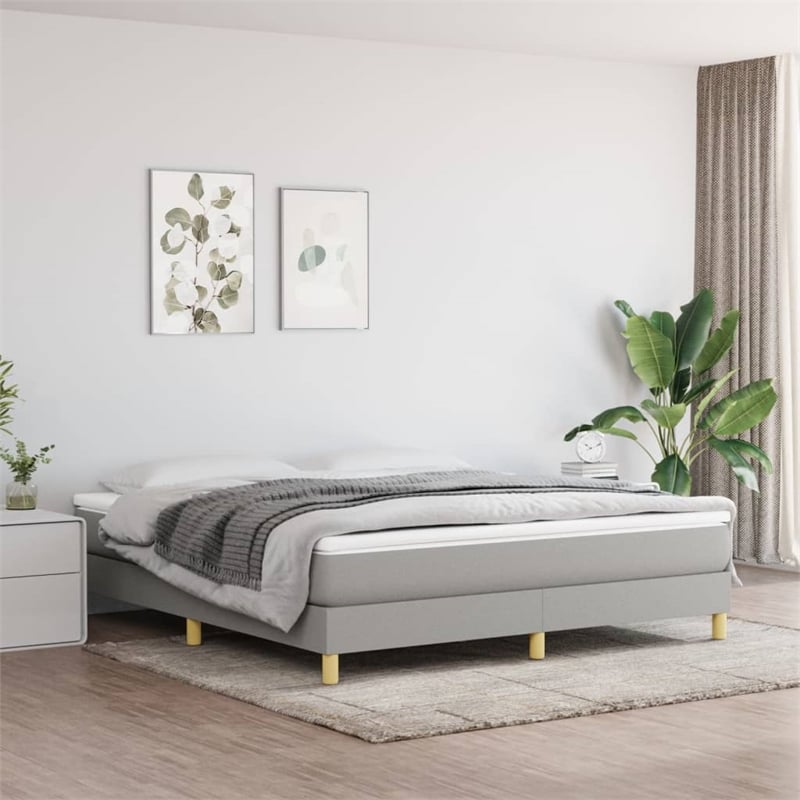 vidaXL King Engineered Wood Bed Frame in Light Gray