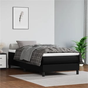 vidaXL Twin XL Sturdy Faux Leather Plywood Bed Frame in Black