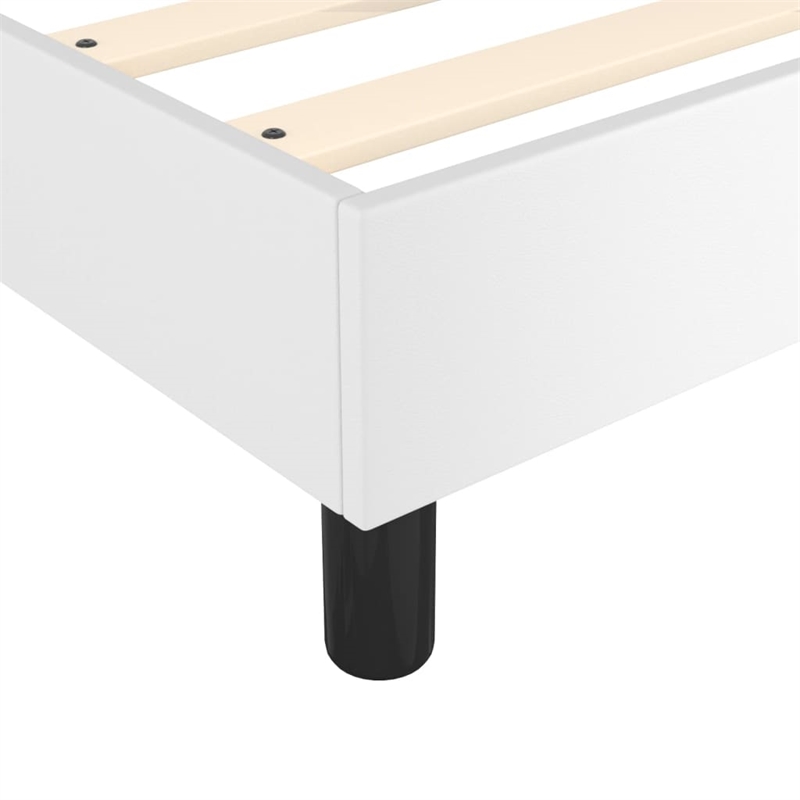 vidaXL Twin XL Sturdy Faux Leather Plywood Bed Frame in White