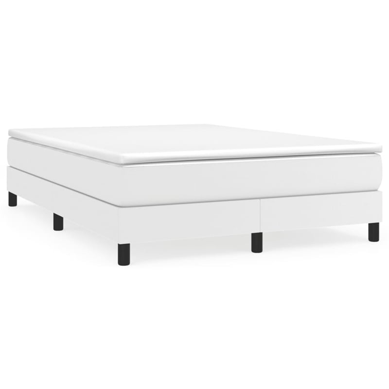 vidaXL Queen Faux Leather Engineered Wood Bed Frame in White