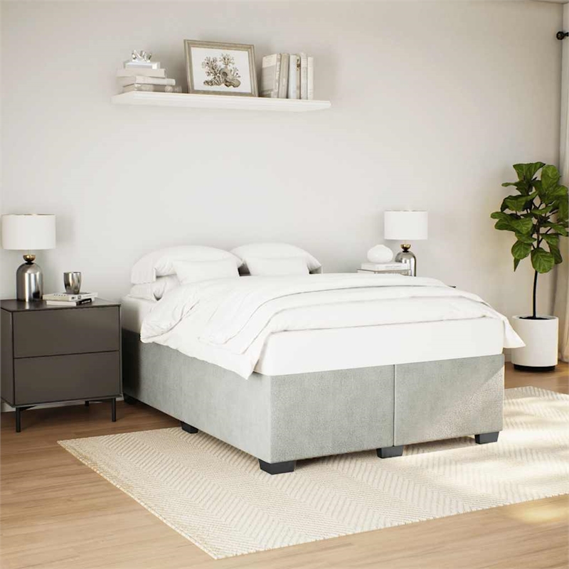 vidaXL Full Without Headboard Bed Frame in Light Gray