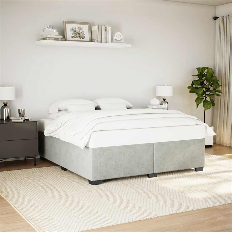 vidaXL Velvet King Bed Frame in Light Gray