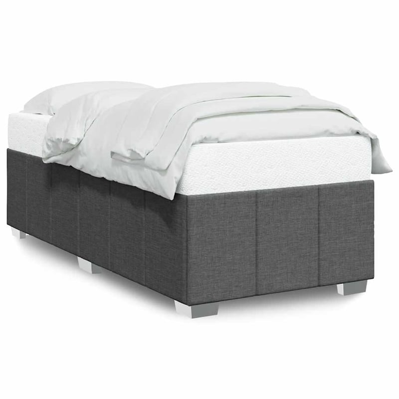 vidaXL Engineered Wood Twin Bed Frame in Dark Gray Fabric