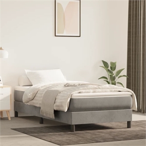 vidaXL Velvet Twin Bed Frame in Light Gray