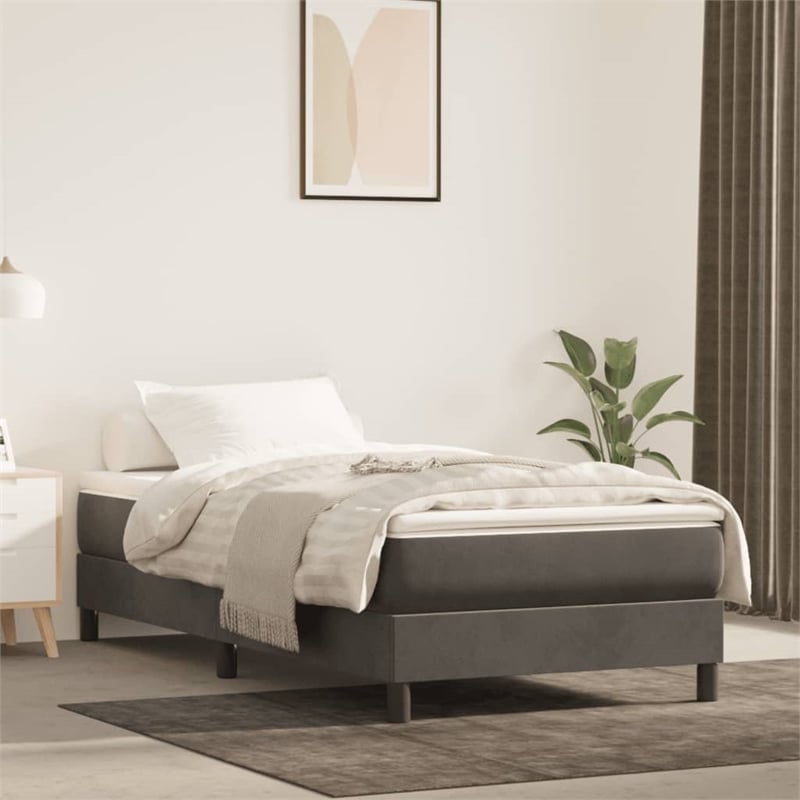 vidaXL Engineered Wood Twin XL Bed Frame in Dark Gray