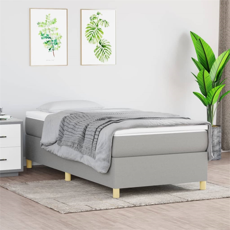 vidaXL Engineered Wood Twin Bed Frame in Light Grey