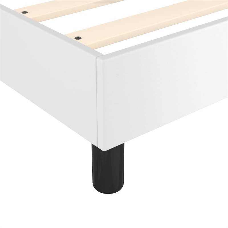 vidaXL Twin XL Sturdy Faux Leather Plywood Bed Frame in White