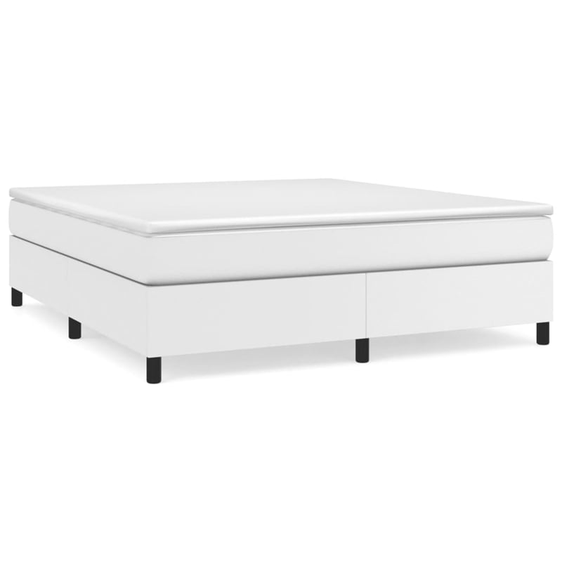 vidaXL King Faux Leather Engineered Wood Bed Frame in White