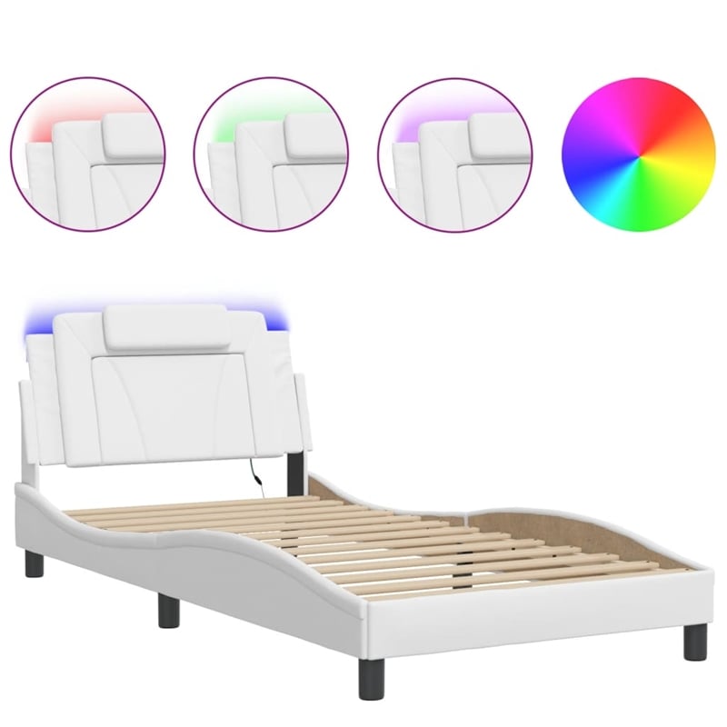 vidaXL Rectangular Twin Bed Frame in White