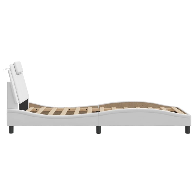 vidaXL Rectangular Twin Bed Frame in White