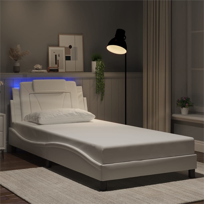 vidaXL Rectangular Twin Bed Frame in White