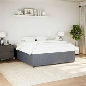 vidaXL Velvet King Bed Frame in Dark Gray Fabric