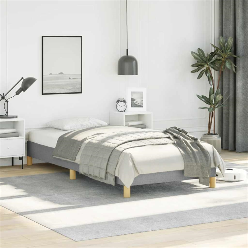 vidaXL Engineered Wood Twin Bed Frame in Light Grey
