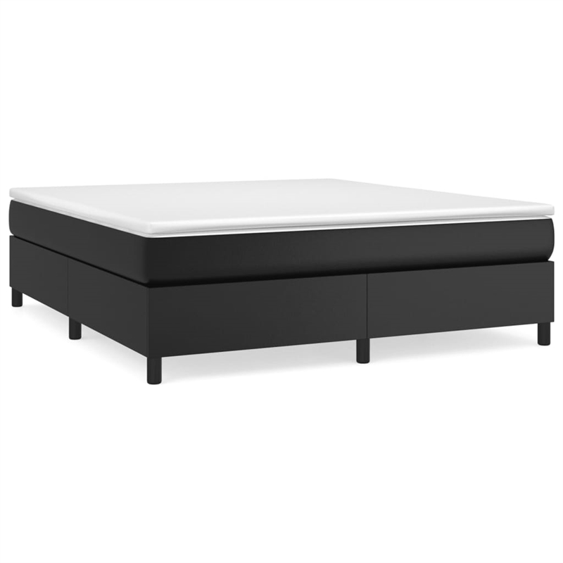 vidaXL Engineered Wood Faux Leather California King Bed Frame in Black
