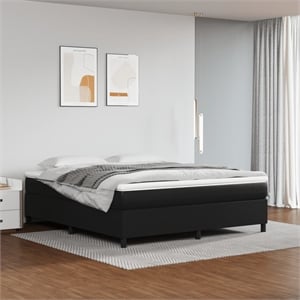 vidaXL Engineered Wood Faux Leather California King Bed Frame in Black