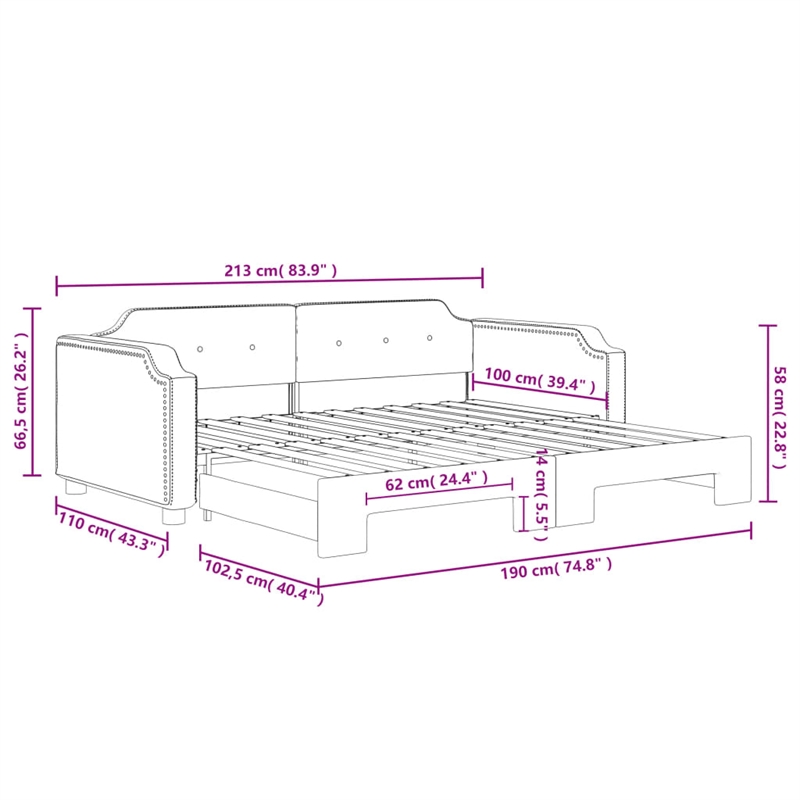 vidaXL Daybed With Trundle in Light Grey